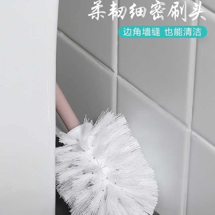 便器ブラシ家庭用死角のない長柄壁掛け丸頭洗浄ブラシ台座付きトイレブラシ|undefined