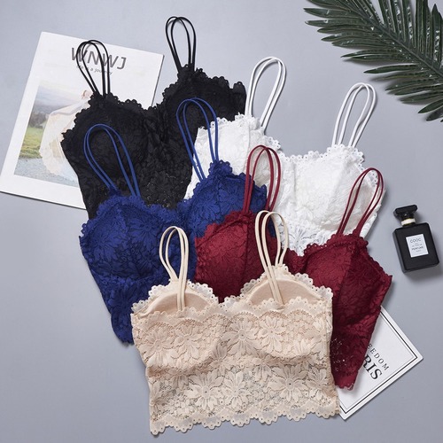 Sunflower large size lace underwear women's bottoming strap tube top double shoulder strap bra beautiful back wrap chest cross-border