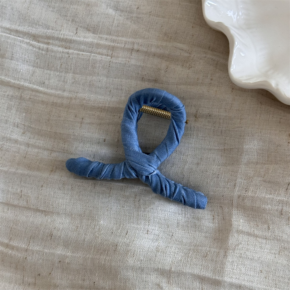 Forcina per capelli in tessuto denim avvolgente, alla moda, con clip, personalizzata, semplice, abbinabile, con clip per capelli a forma di squalo, accessori per capelli, nuovi copricapi_voghion.com