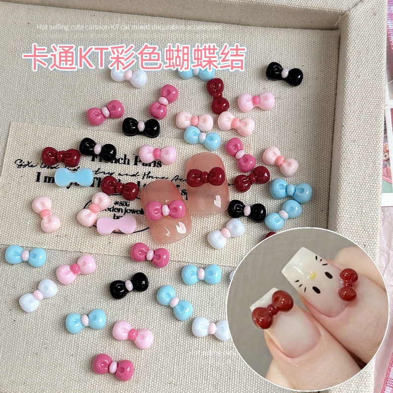 Cartoon nail decoration with bow