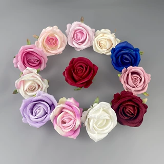 仿真珍珠玫瑰花朵 绒布玫瑰花头胸花车头花假花diy蛋糕店装饰花艺