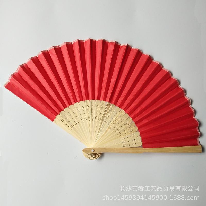 素面婚礼丝扇21CM婚礼布扇绢扇婚礼回礼扇DIY折扇丝印雕刻金色|undefined