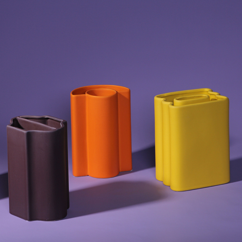Nórdico Morandi color creativo florero de cerámica modelado abstracto salón arte geométrico mesa comedor entrada decoraciones suaves