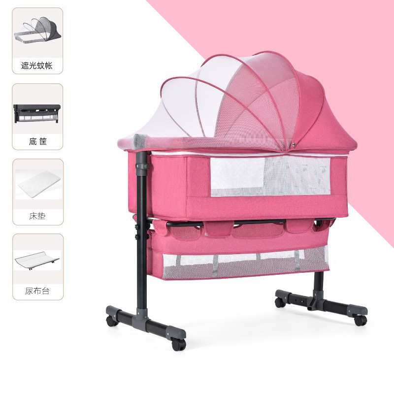 Cama multifuncional para recién nacidos, cama grande, cama para bebés, cuna plegable, elevación móvil y portátil image 20