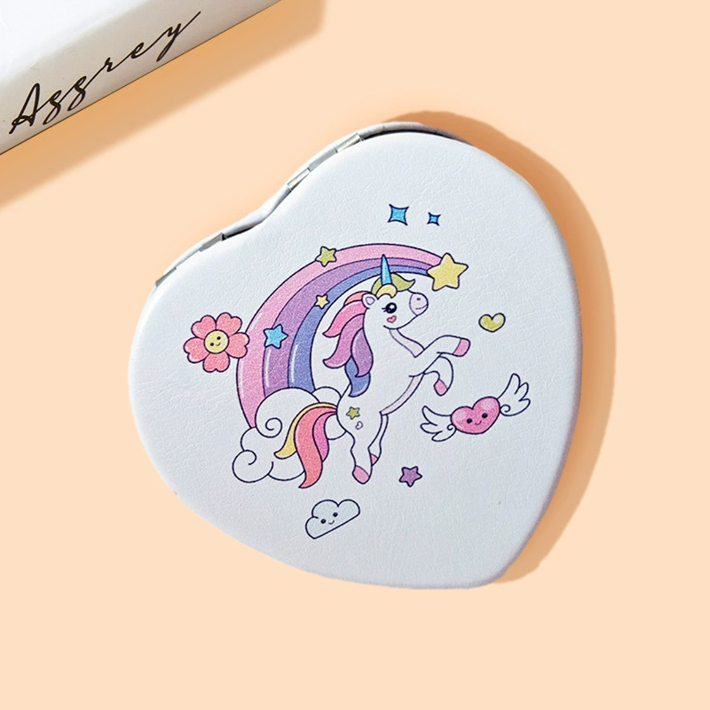 Double-sided Folding Handheld Mirror, Heart Pocket Design, Portable for Elementary Students