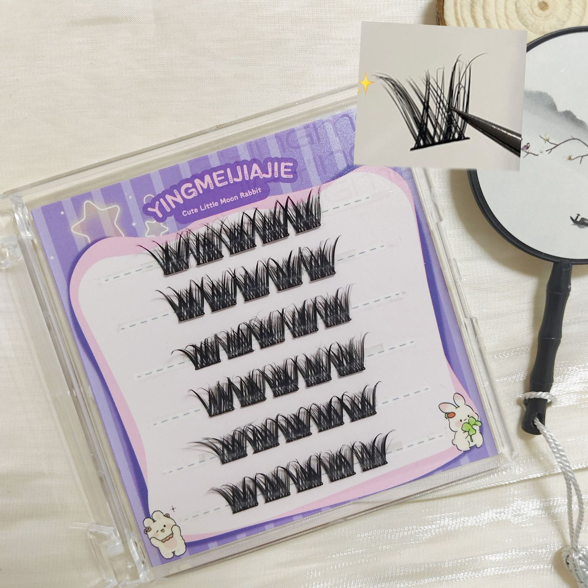 Transfronterizos falsas pestañas caja de regalo empaque pequeño seis filas YF24 apariencia natural deformación gruesa nueva pestañas falsas sin pegamento