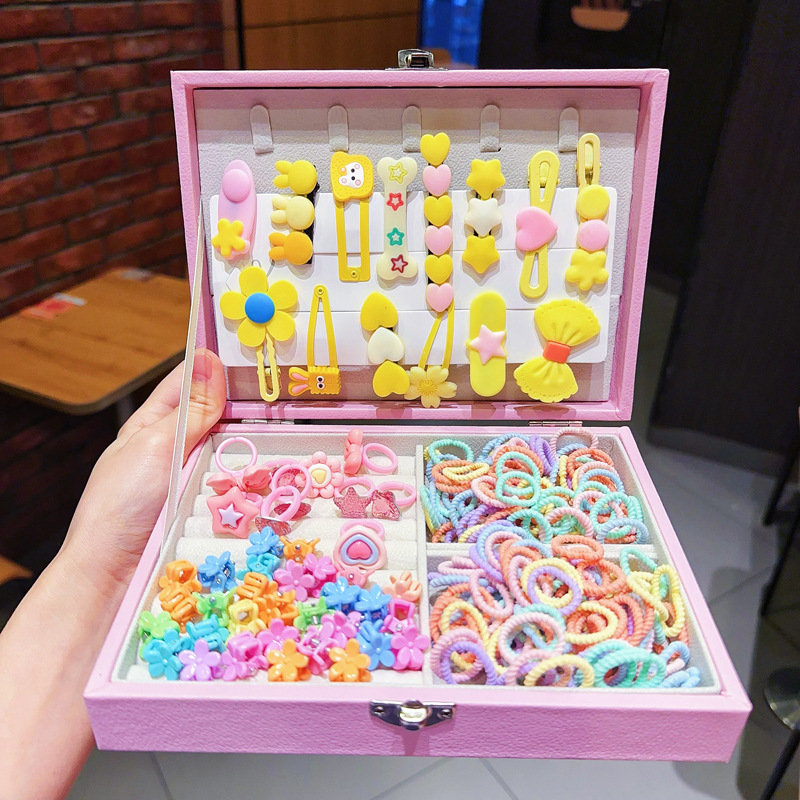 Caja de regalo para niños Jewelry Set linda niña pequeña regalo de cumpleaños princesa cabello cabello cuerda caja de joyería de alta gama