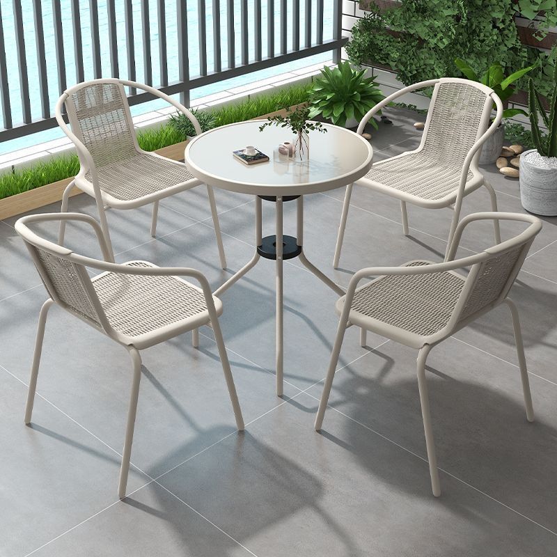 Salón de té de leche, silla de ocio, mesa y silla combinada de hierro forjado al aire libre, patio al aire libre, mesa de comedor de balcón