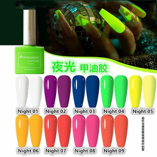 Glow-In-The-Dark Nail Polish Gel Wholesale, Popular in Europe and America, Nightclub Disco Nail Polish Gel, Manicure Set, Jelly Flash Style, Waterproof
