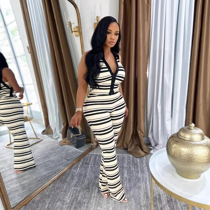 2026 Summer New Cross-Border European and American Women's Fashion Casual Shirt Collar Sleeveless Top and Waist-Hugging Long Pants Set 2026 Summer New Cross-Border European and American Women's Fashion Casual Shirt Collar Sleeveless Top and Waist-Hugging Long Pants Set