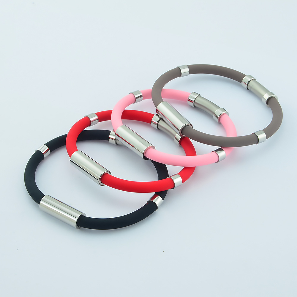 Simple Style Round Silica Gel Titanium Steel Unisex wristband 1 Piece