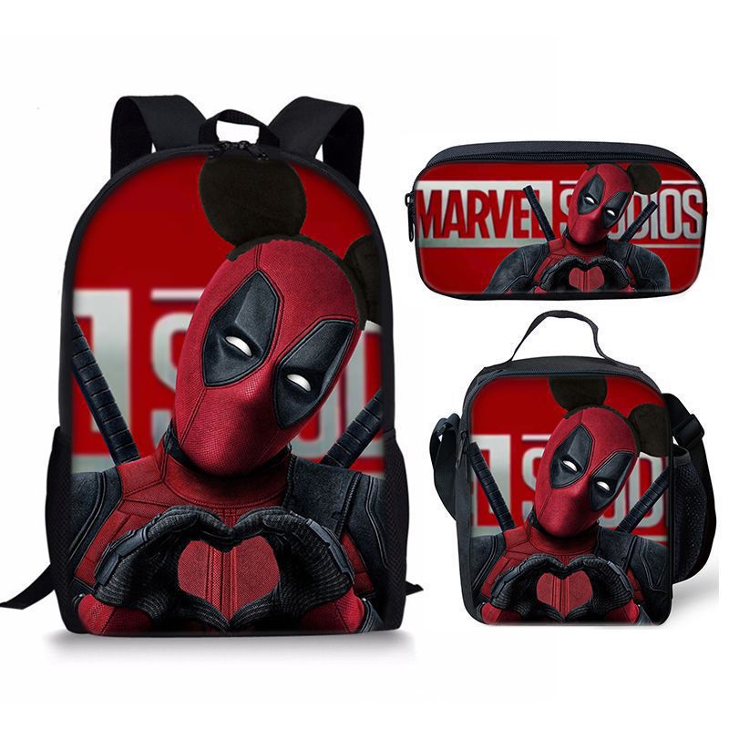 Nuevo deadpool Deadpool paquete de comida de tres piezas bolsa de lápices estudiante mochila de bebé Amazon lindo todo fósforo portátil