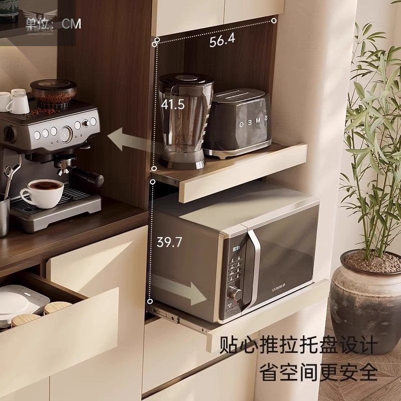 Gabinete lateral de estilo medio contra la pared, sala de estar integrada, hogar, apartamento pequeño, arco, gabinete combinado alto y bajo, gabinete de almacenamiento, gabinete de té