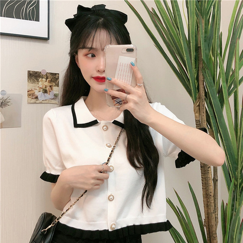 892 #niche short-sleeved t-shirt women's summer 2025 new summer clothes knitted carefully designed short top