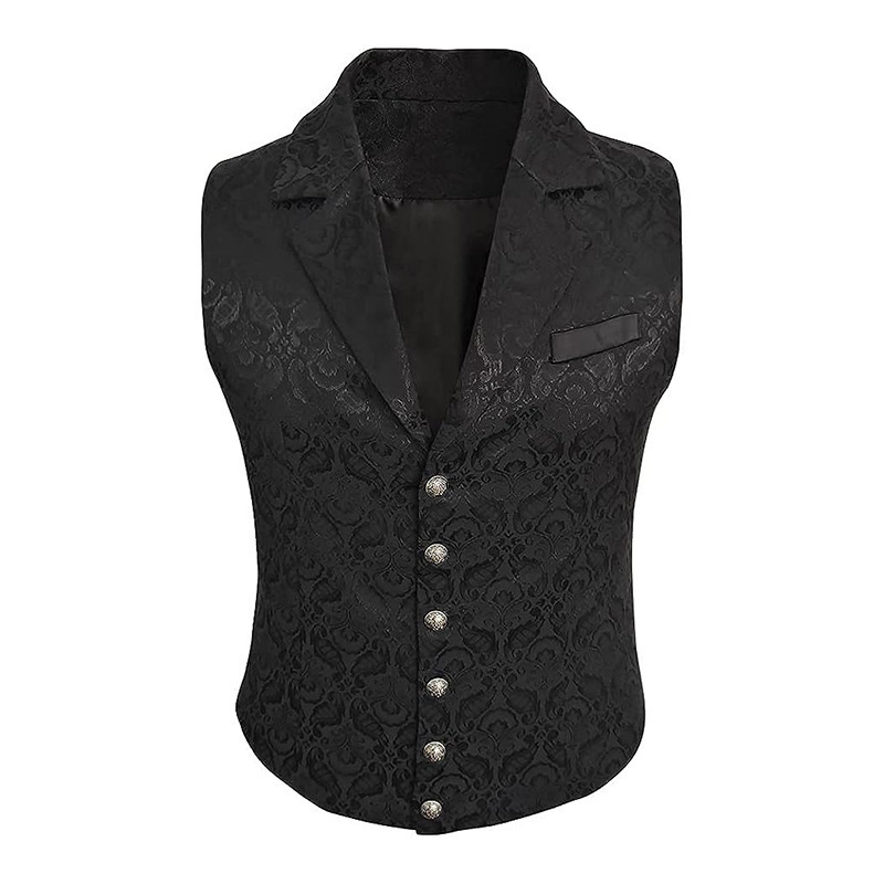 Men's Slim Fit British Style Vest - Single Breasted Formal Waistcoat With Notch Lapel (Black, M-3XL) | Wrinkle-Resistant Acrylic Blend_voghion.com