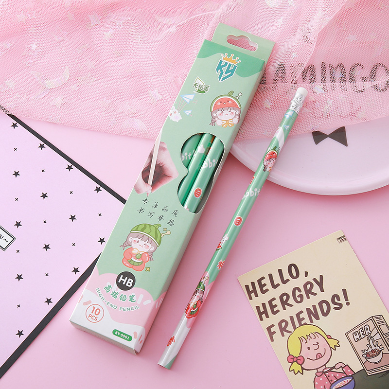 Lápices de caja de alto valor Papelería creativa Herramientas de escritura para estudiantes Práctica de caligrafía Lápiz de madera Lápiz triangular circular