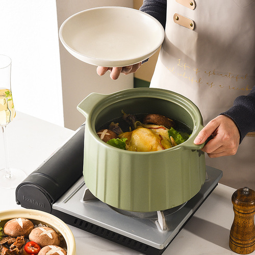 Simple style ceramic casserole high temperature resistant stew pot open flame gas stove household casserole porridge pot soup pot claypot rice