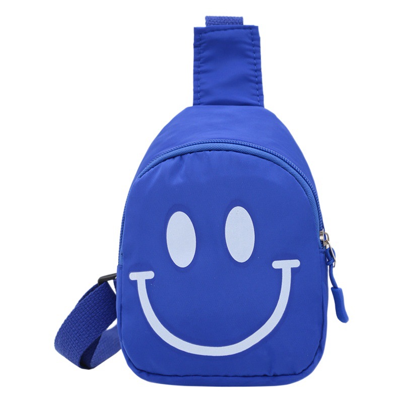 Children's Smiley Face Chest Bag Fashionable Lightweight Printed Korean Style Cute Men's and Women's Children's Crossbody Bag Girls' Small Backpack