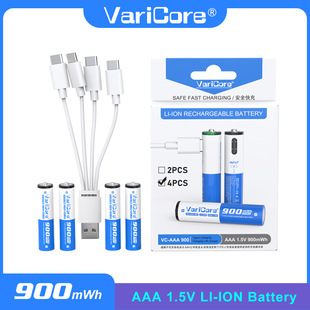 VariCore 1.5V AAA��x��늳� 900mWh�������ɳ��늳�Type-C���