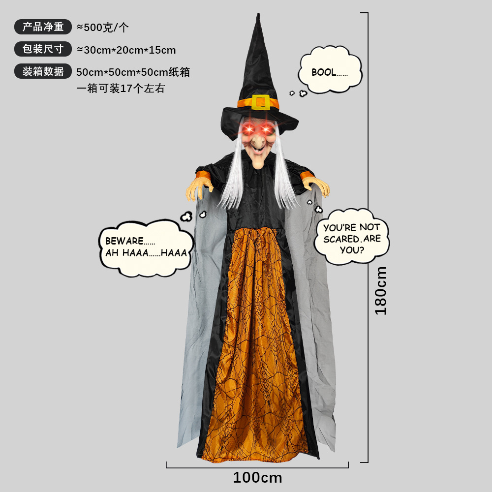 Muñeca Fantasma Colgante con Voz Activada, Brillante y que Grita, para Decoración de Halloween, Casa Embrujada, Escape Room, Serie Bruja