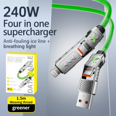 【強力工場】倍魔亜鉛合金超充電データケーブル2in1 4in1急速充電 AppleとAndroid対応