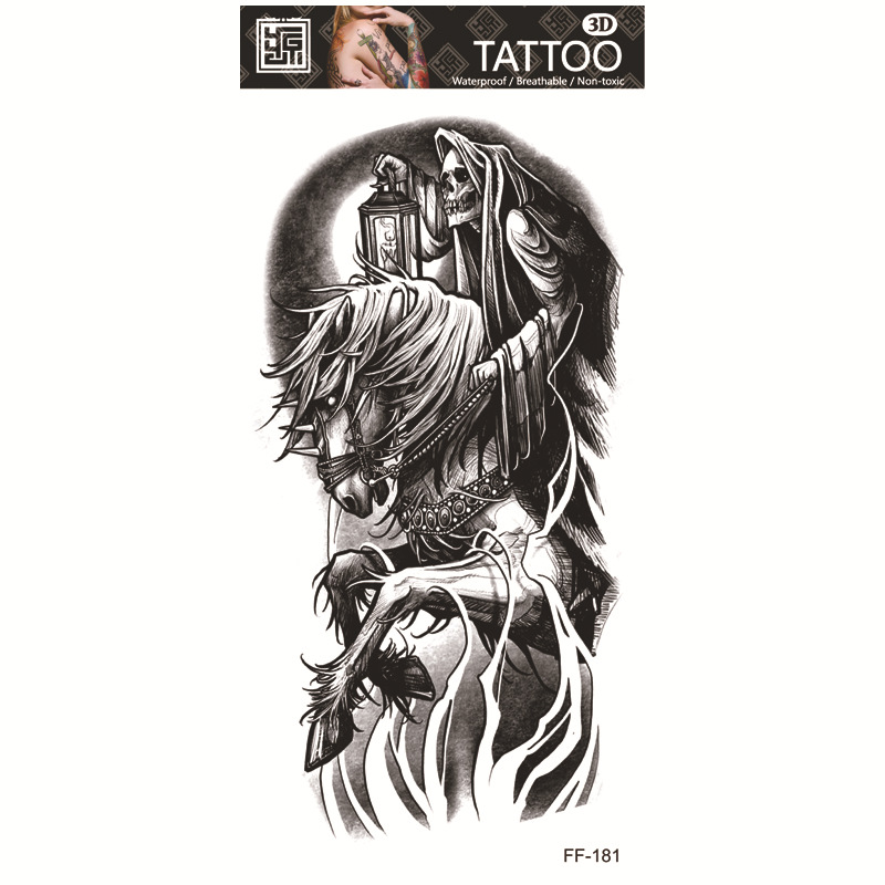 Yuanhua fábrica de pegatinas de tatuaje a prueba de agua en stock al por mayor cabeza de Lobo tótem texto árabe tatuaje pegatinas suministro transfronterizo