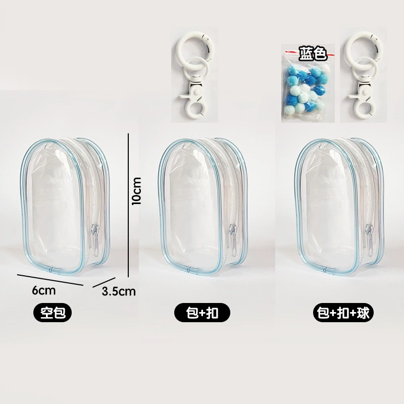 Прозрачная PVC мини-сумка (Bubble Mate) 6×3.5×9–10 см, варианты карабина и молнии