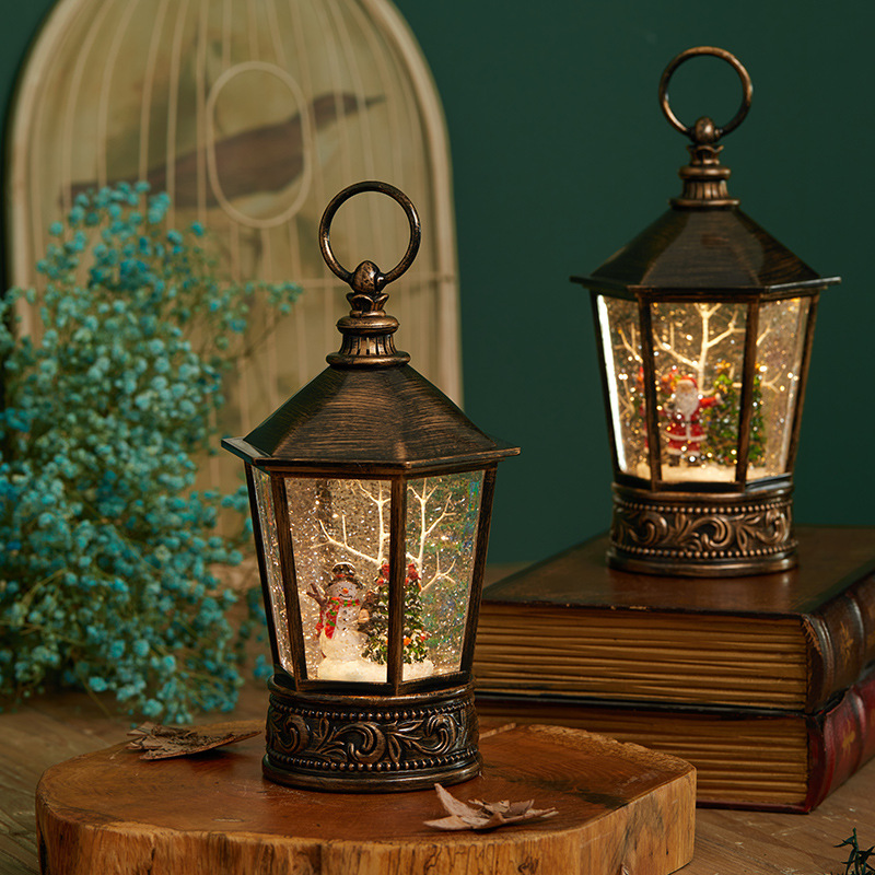 Decoraciones de Navidad escritorio con luces Decoraciones de cristal fantásticas caja de música caja de música regalos de Navidad