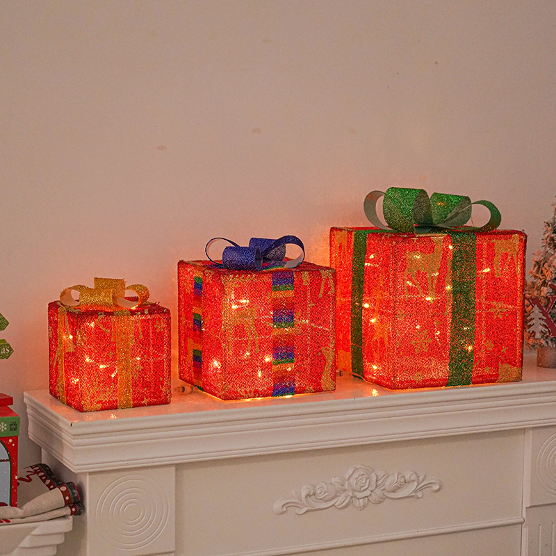 Luces navideñas nuevas de 2025, juego de tres piezas en caja de regalo navideña, productos navideños, accesorios de decoración para fiestas de cumpleaños, adornos.