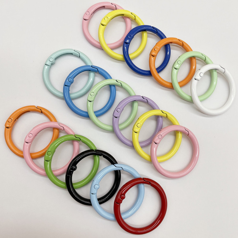 33mm Painted Spring Ring Candy Color Large Spring Buckle Luggage Doll Jewelry Accessories Key Chain Book Ring Creative