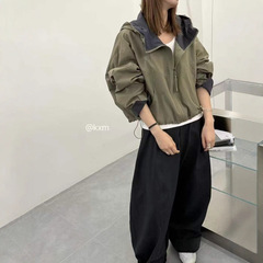 韩系休闲短款连帽外套女2025秋季显瘦休闲时尚洋气开衫百搭外套女
