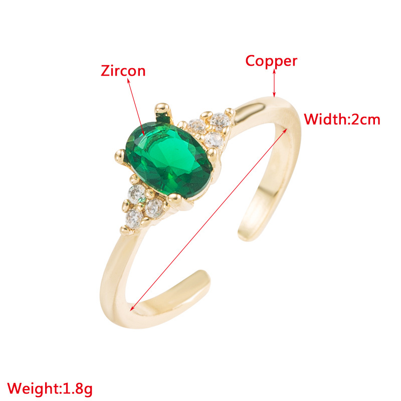 Retro Geometric Copper Open Ring Zircon Copper Rings