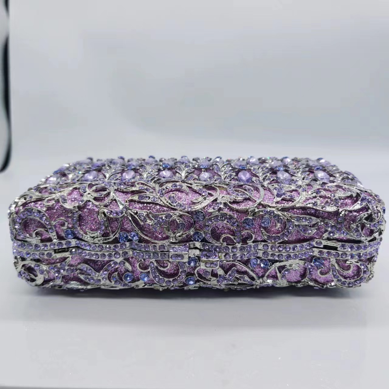 Túi cầm tay nữ pha lê cao cấp kim loại rỗng dự tiệc — Vàng Pha Lê, Màu bạc, Hoa violet, Cá tính đặt làm chi tiết 8
