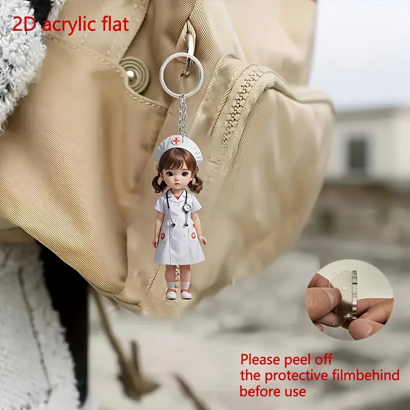 New Cute Cartoon Nurse Acrylic Keychain, Various Keychains, Bestie/Couple Decoration New Cute Cartoon Nurse Acrylic Keychain, Various Keychains, Bestie/Couple Decoration
