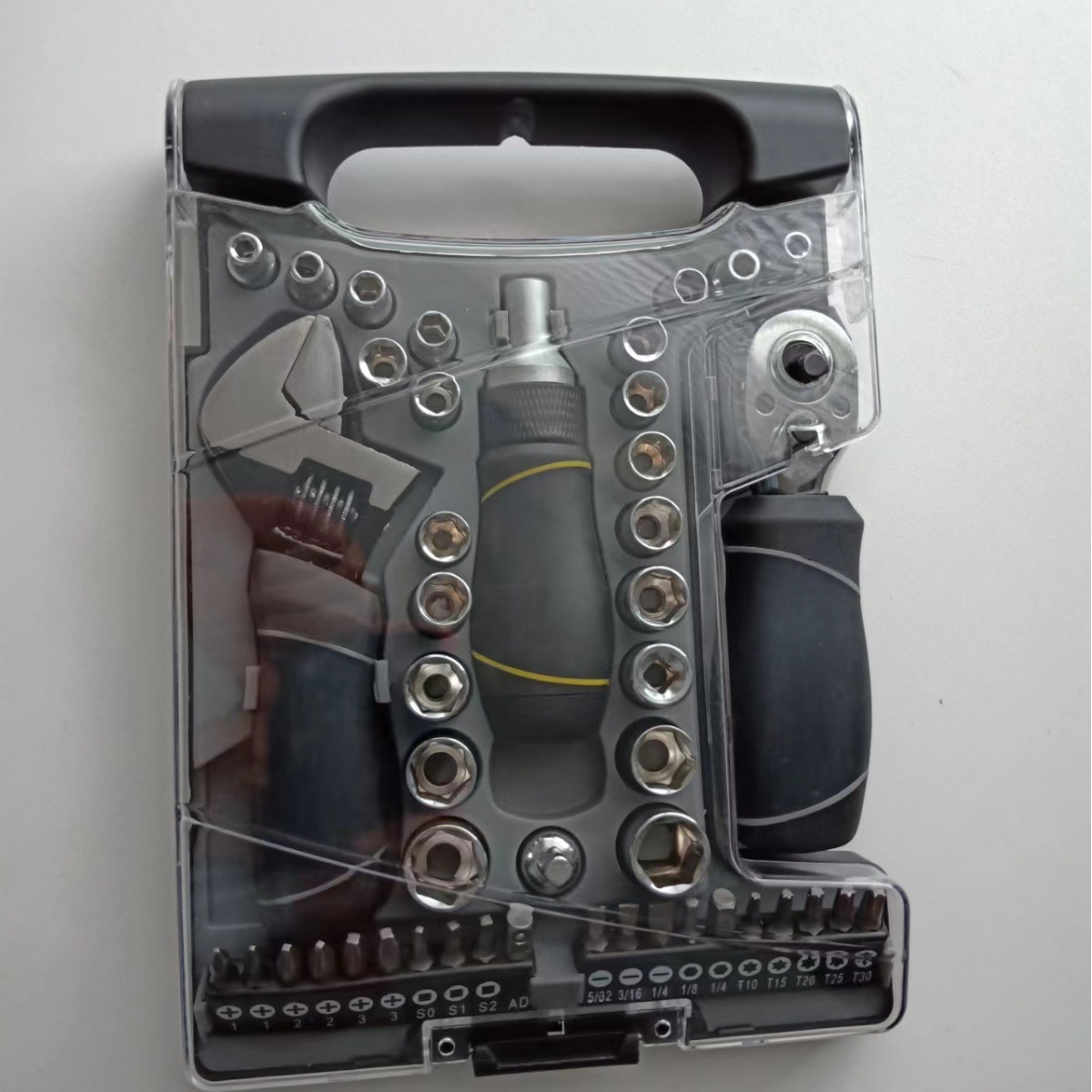 46件套活动扳手套筒棘轮扳手棘轮螺丝刀随车组合工具多功能家用机