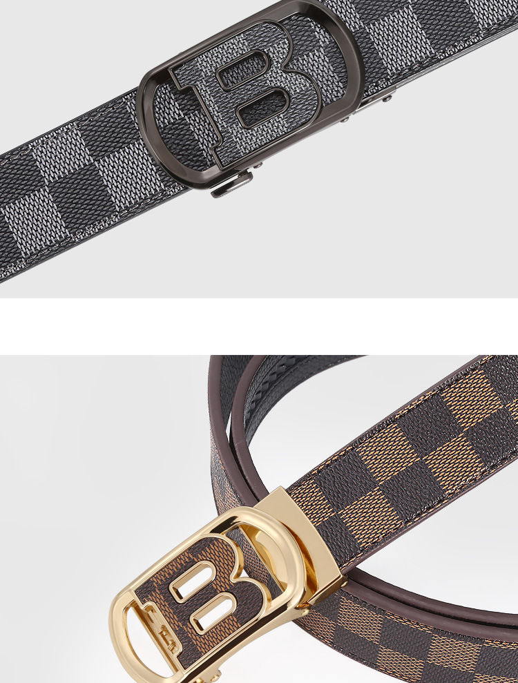 Neuer beliebter Gürtel, hochwertiger Gürtel mit automatischer Schnalle und Buchstabengitter, Business-Casual-Anzuggürtel für Herren, Hosengürtel_voghion.com
