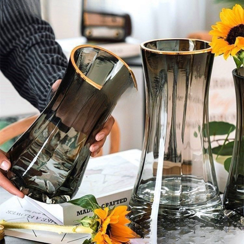 Light Luxury Simple Glass Vase Style Advanced Sense Water-nourishing Lily Flowers Nordic Living Room Flower-arranging Creative Ornaments