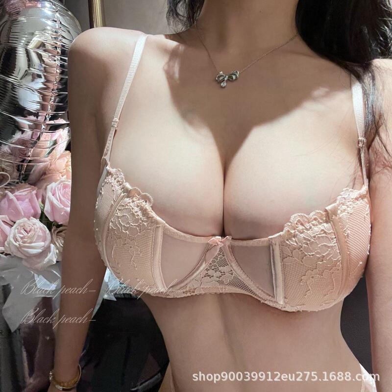 Sexy Lingerie for Women, Thin Anti-Sagging Plus-Size Push-Up Bra, French Lace Bra Set, Makes Large Bust Appear Smaller