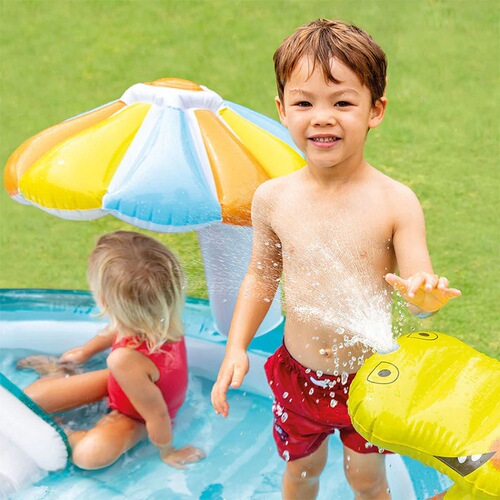 INTEX 57165 Crocodile Water Slide Sprinkler Park Pool Inflatable Pool Summer Children's Garden Play Pool