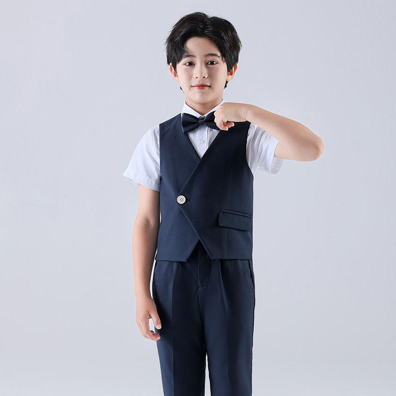 Trajes para niños, chalecos individuales, primavera y otoño, nuevos niños, bodas de estilo británico, niños de flores, trajes de actuación de estilo universitario, vestidos de color sólido