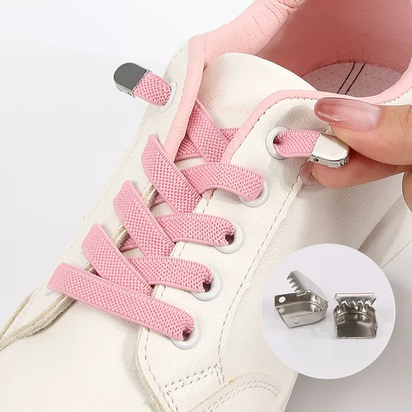 Wholesale No-Tie Flat Clip Elastic Elastic Band for Men and Women Fixed White Shoes Laces for Lazy People No-Tie Children's Shoelaces