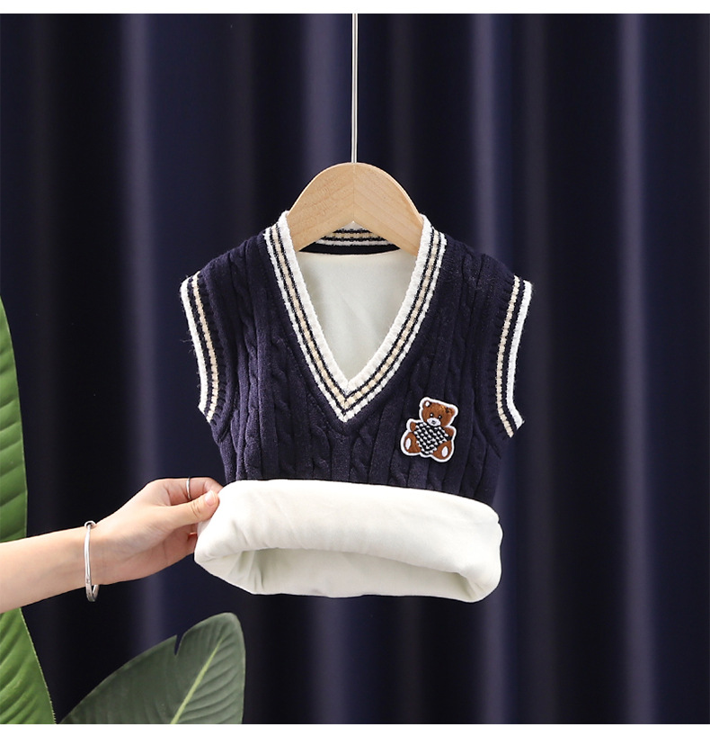 Entrega de una pieza [Jin Yong] Chaleco de punto para niños chaleco de lana bebé niña uniforme escolar Chaleco de suéter de hombre