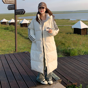 Cross-border Long Down Cotton-padded Jacket Women's Winter New Over-the-knee Student Loose plus size Thickened Cotton-padded Jacket Coat Bread Clothing Trendy
