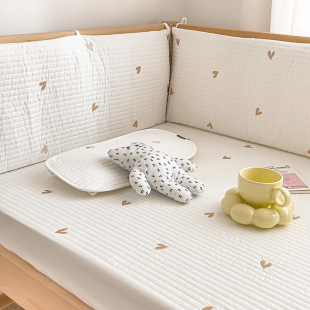 Class A crib quilted cotton quilted bed hat customized cotton embroidered bed sheet bed fence cloth customized anti-collision thin pad