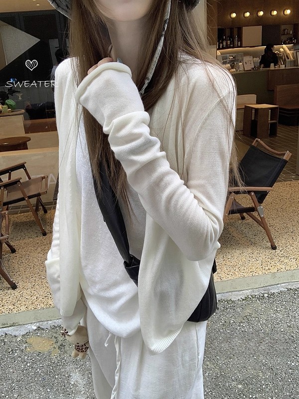 轻薄松弛感针织开衫女春季2025韩版防晒罩衫洋气减龄时尚外搭上衣|undefined