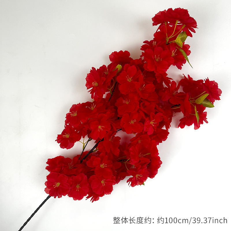 模擬カラフルな桜の枝、造花、プラスチック製の桃の枝、店舗の天井の装飾、花のつる、結婚式のインターネット有名人の桜の枝|undefined