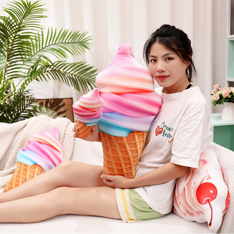 Realistic pillow for ice cream, plush sand, children's sofa