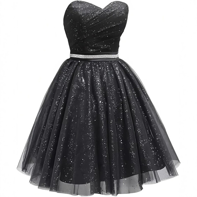European and American Amazon Women's Short Sweetheart Tulle Homecoming Dress Shiny Off-Shoulder Prom Cocktail Party Dress