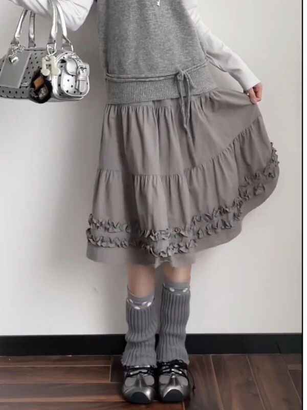 【Original Materials】Gray Layered Gray-Toned Light Spring/Summer Heavy-Duty Patchwork Cake Skirt Vintage 【Original Materials】Gray Layered Gray-Toned Light Spring/Summer Heavy-Duty Patchwork Cake Skirt Vintage