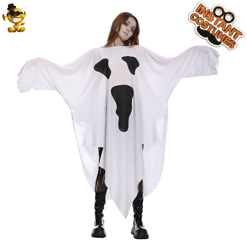 Transfronterizo adulto mujer blanco fantasma capa Halloween horror fantasma disfraz mascarada Cosplay ropa image 6